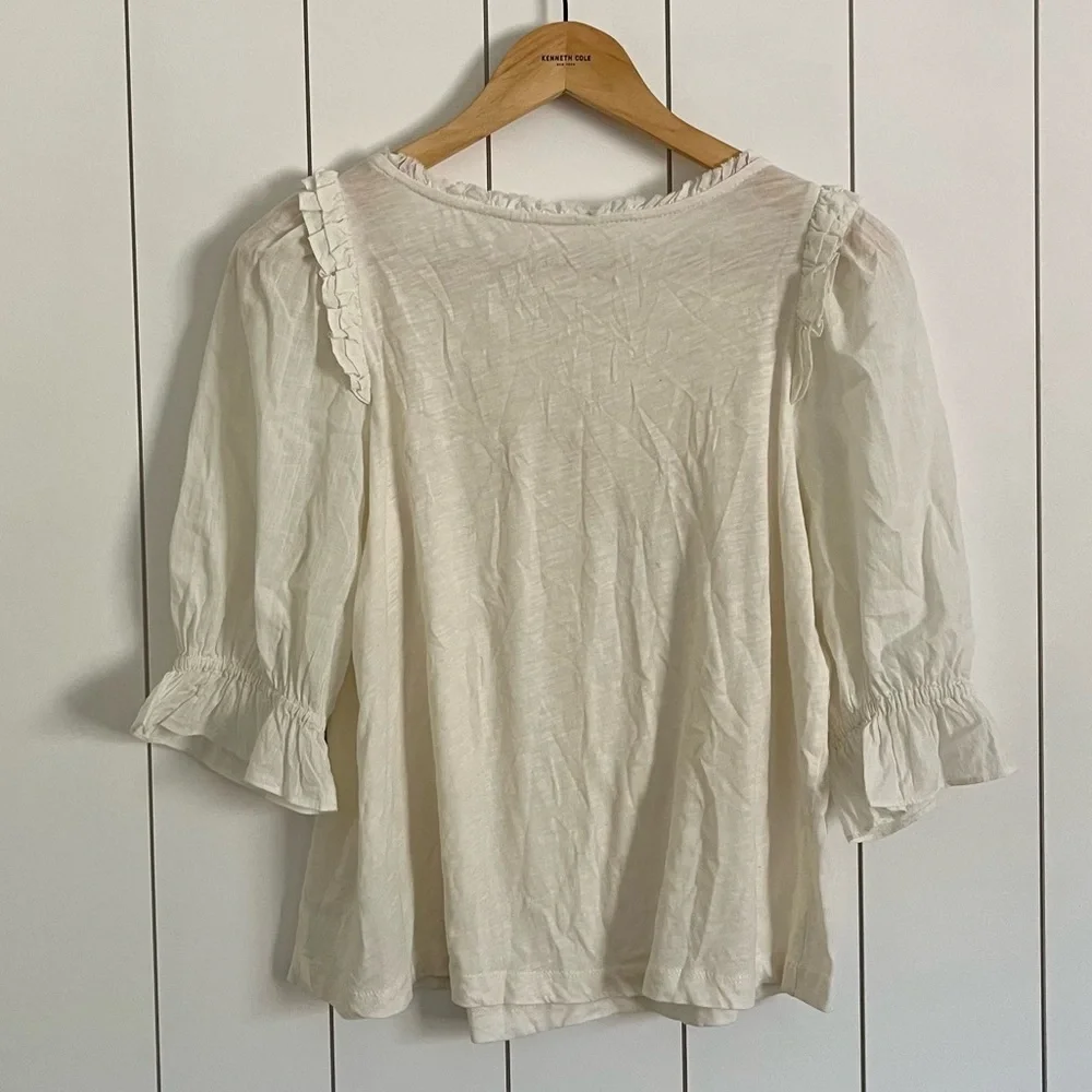 Anthropologie Smocked Puff Sleeve Top